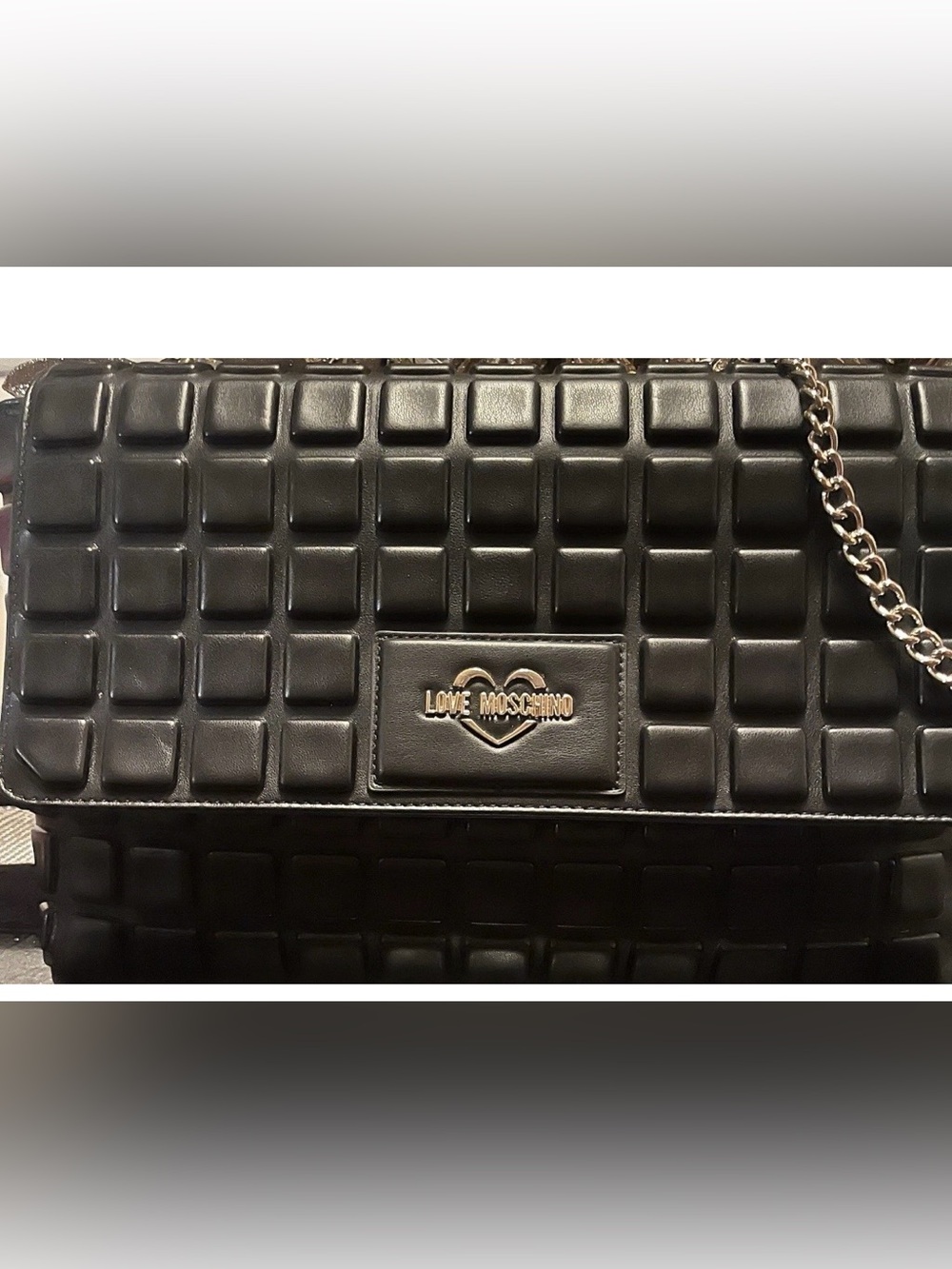 Love Moschino Black Quilted Crossbody with Gold Logo